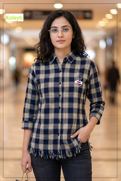 Cheks Pattern 040626 Koleyti Women Shirts Wholesaler