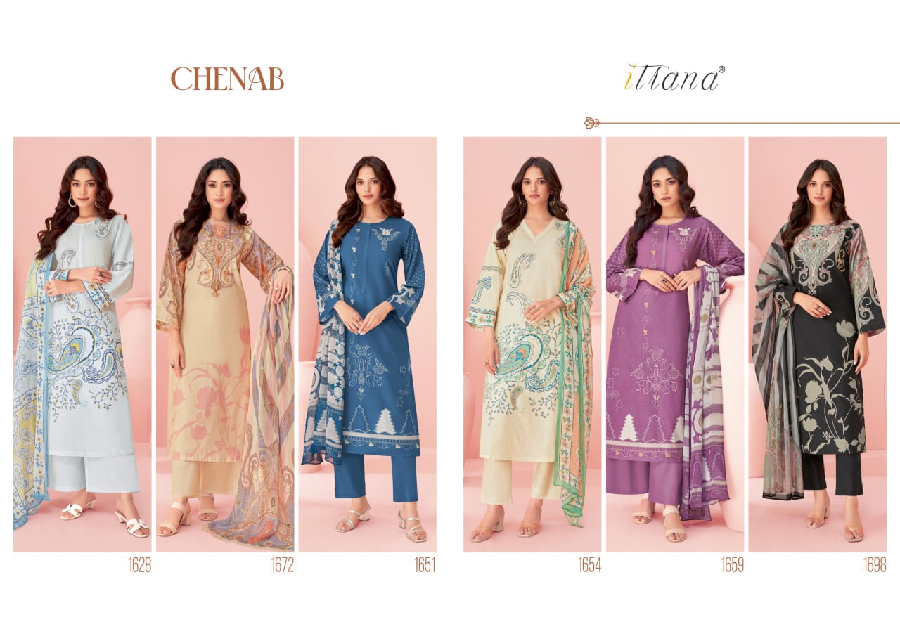 Chenab Itrana Cotton Lawn Pant Style Suits Wholesaler India