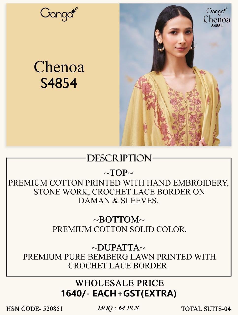 Chenoa 4854 Ganga Cotton Plazzo Style Suits Supplier India