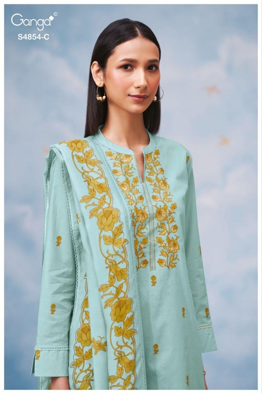 Chenoa 4854 Ganga Cotton Plazzo Style Suits Supplier India