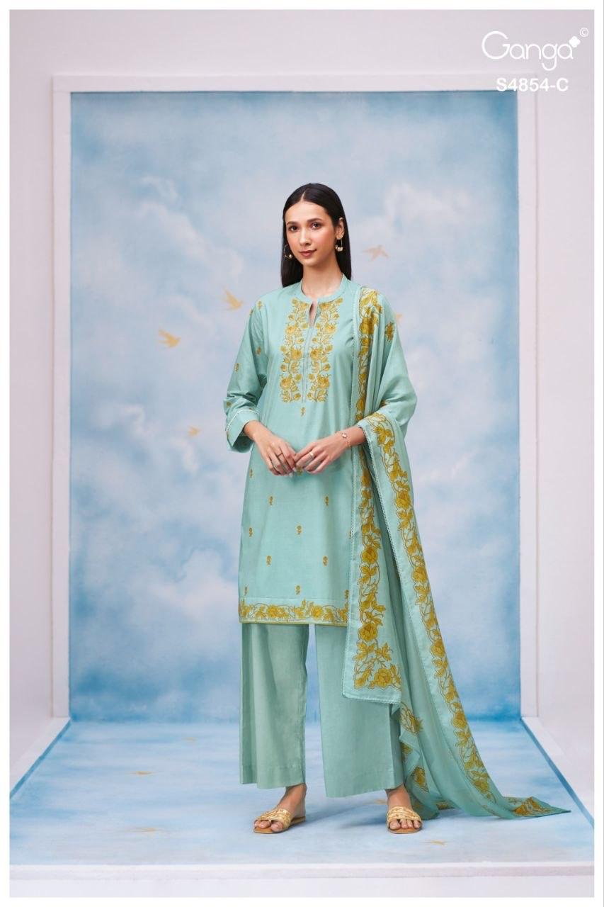 Chenoa 4854 Ganga Cotton Plazzo Style Suits Supplier India