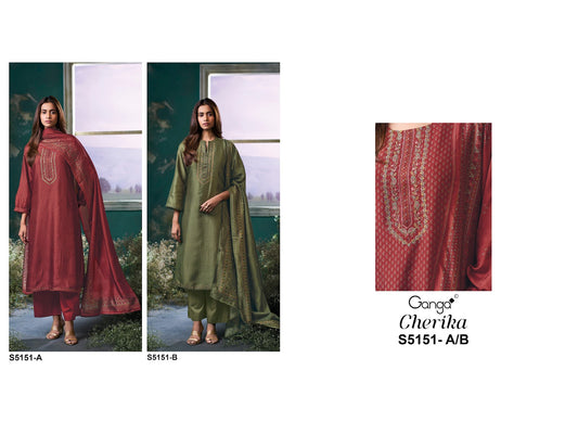 Cherika S5151 Ganga Russian Silk Pant Style Suits Exporter Gujarat