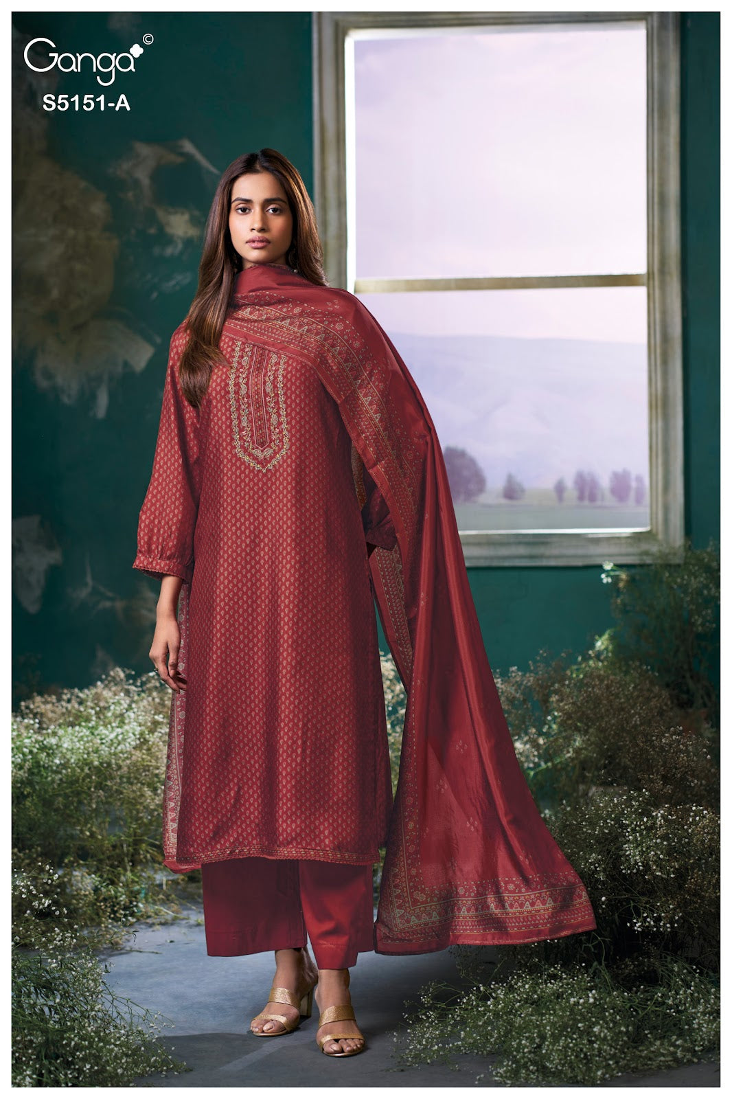 Cherika S5151 Ganga Russian Silk Pant Style Suits Exporter Gujarat