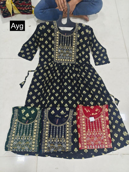 Cherry 081225 Ayg Rayon 14Kg Anarkali Kurtis Wholesale