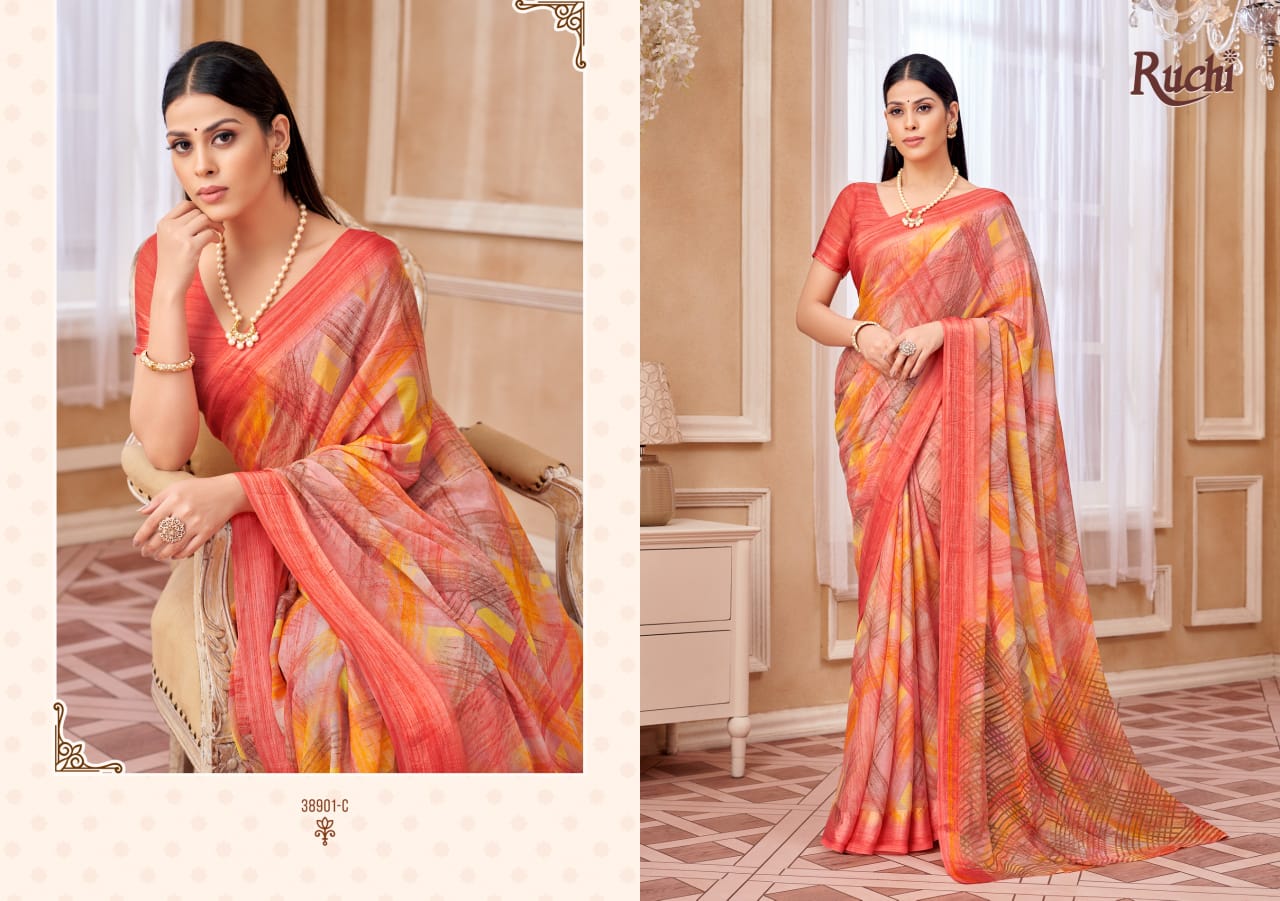 Cherry 42 Ruchi Chiffon Sarees Wholesaler