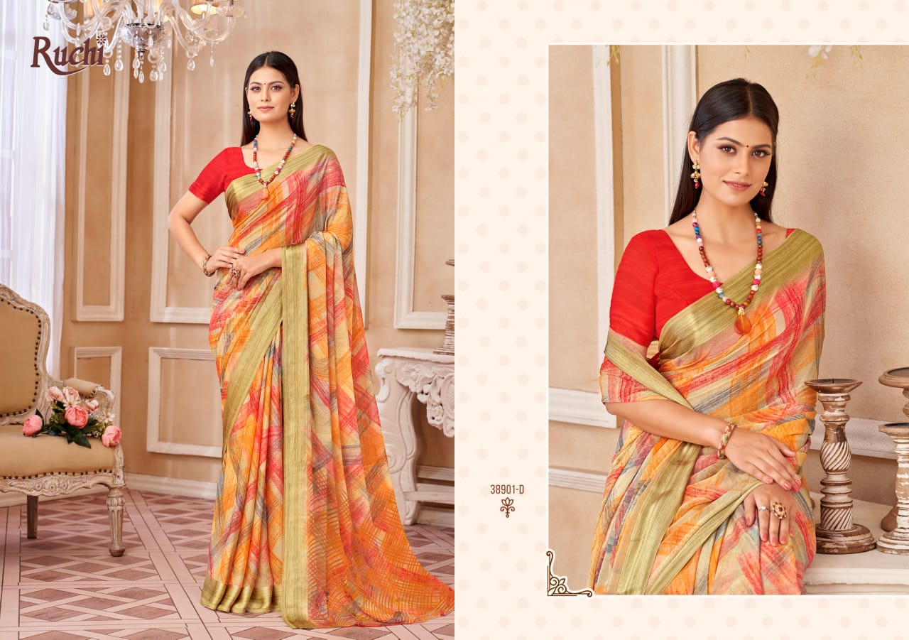 Cherry 42 Ruchi Chiffon Sarees Wholesaler