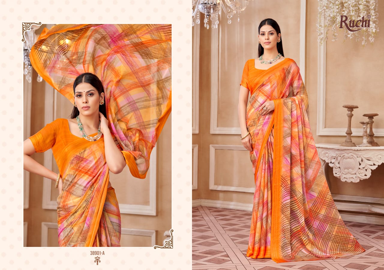 Cherry 42 Ruchi Chiffon Sarees Wholesaler