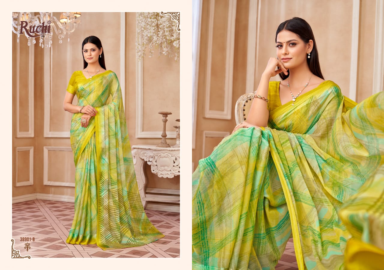 Cherry 42 Ruchi Chiffon Sarees Wholesaler