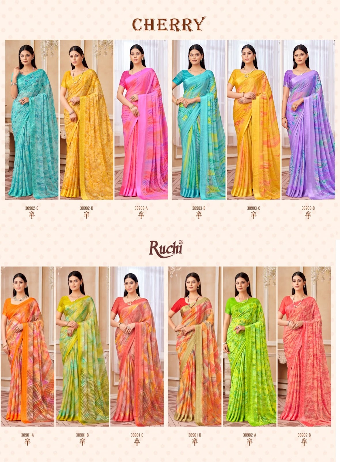 Cherry 42 Ruchi Chiffon Sarees Wholesaler