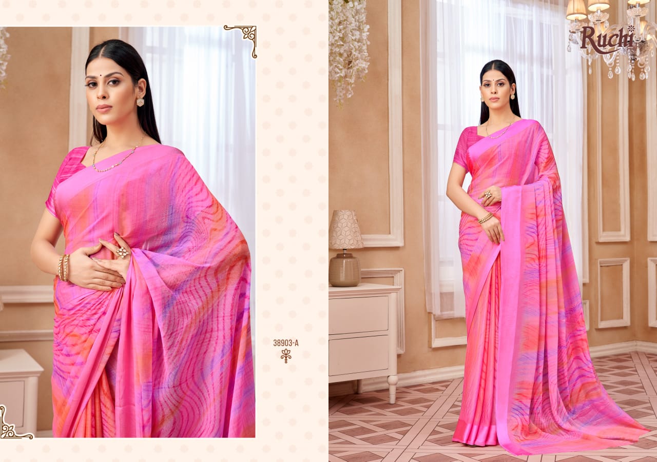 Cherry 42 Ruchi Chiffon Sarees Wholesaler