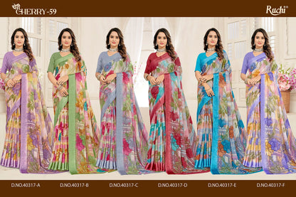 Cherry 59 Ruchi Chiffon Sarees Exporter India