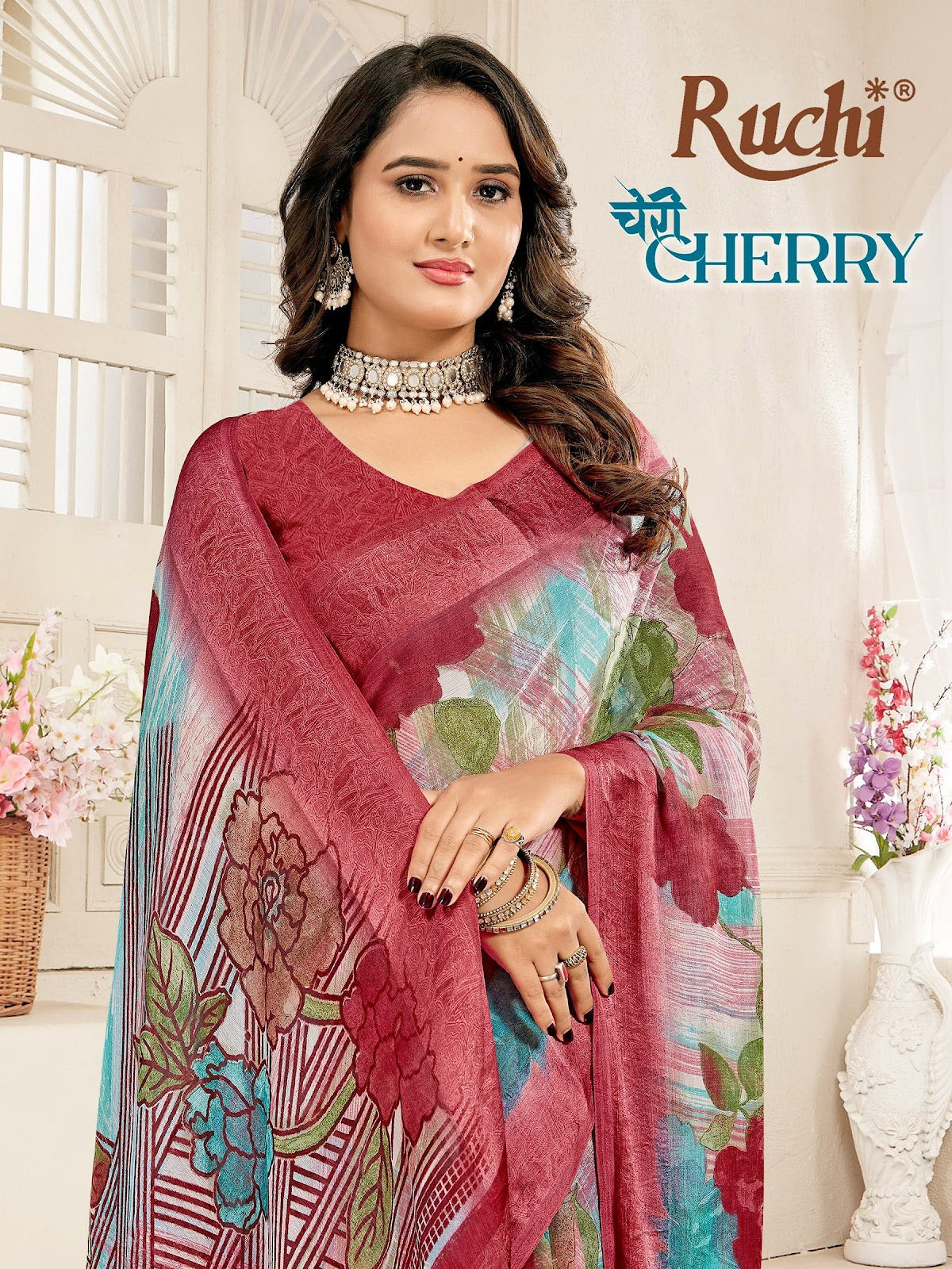 Cherry 59 Ruchi Chiffon Sarees Exporter India