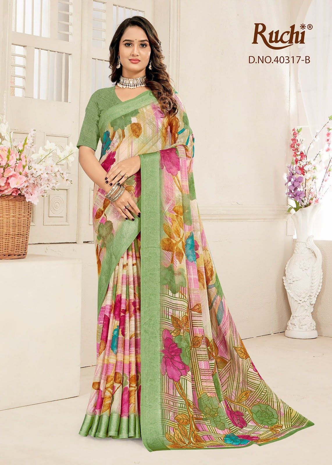 Cherry 59 Ruchi Chiffon Sarees Exporter India