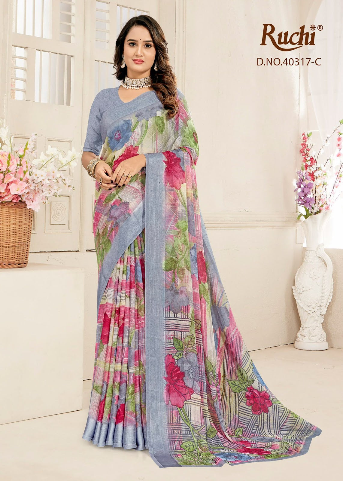 Cherry 59 Ruchi Chiffon Sarees Exporter India