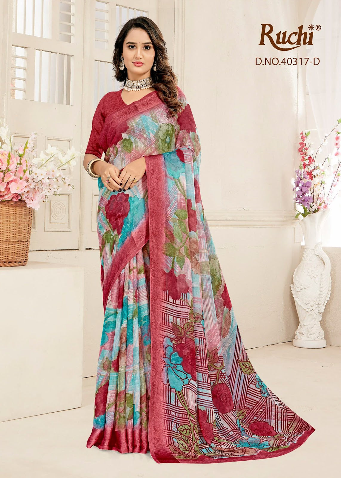 Cherry 59 Ruchi Chiffon Sarees Exporter India