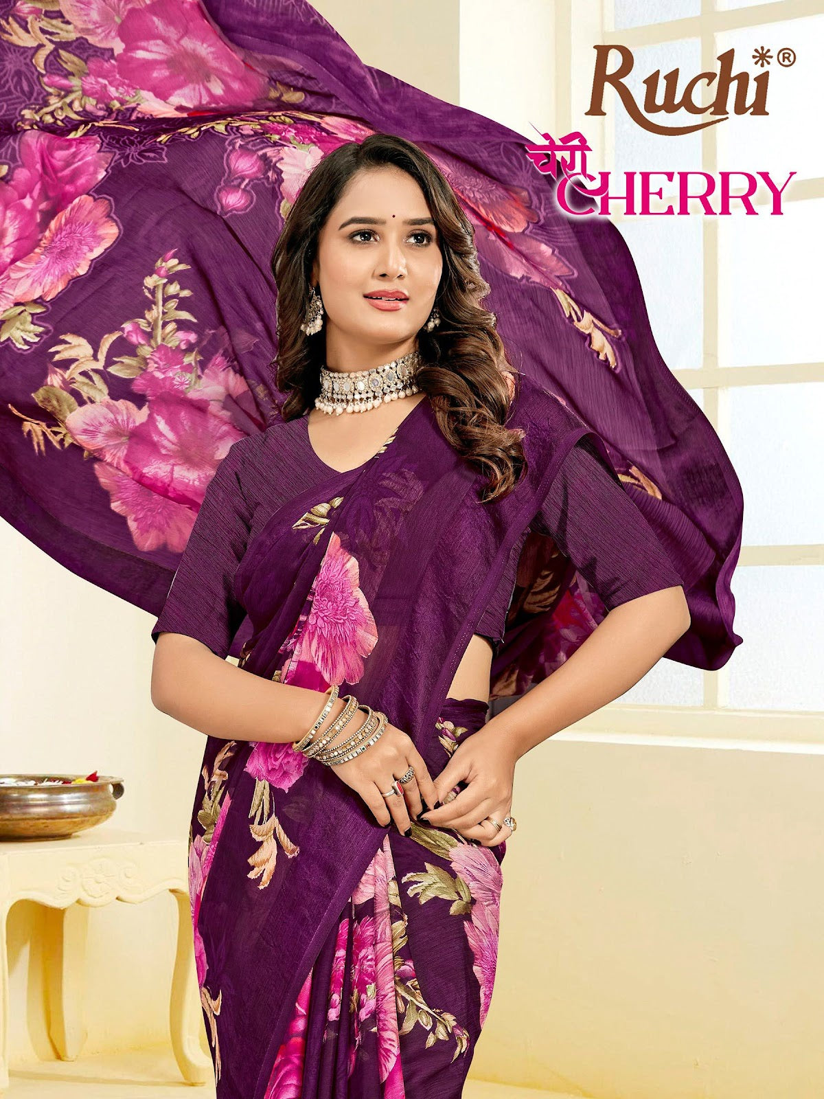 Cherry 60 Ruchi Chiffon Sarees Wholesaler India