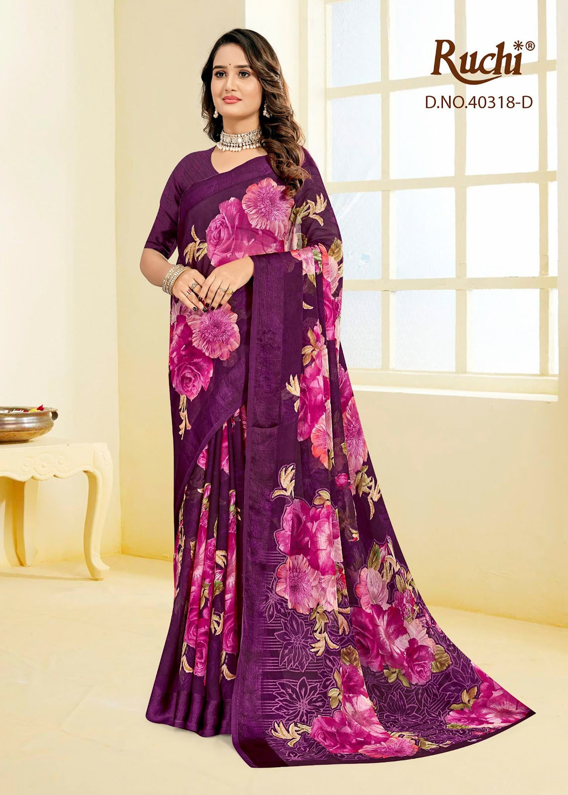 Cherry 60 Ruchi Chiffon Sarees Wholesaler India