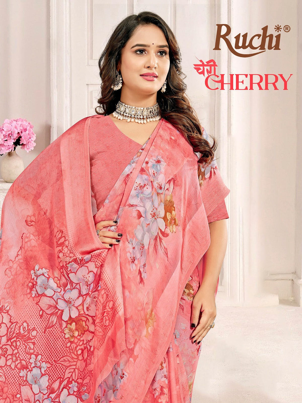 Cherry 61 Ruchi Chiffon Sarees Wholesale Price