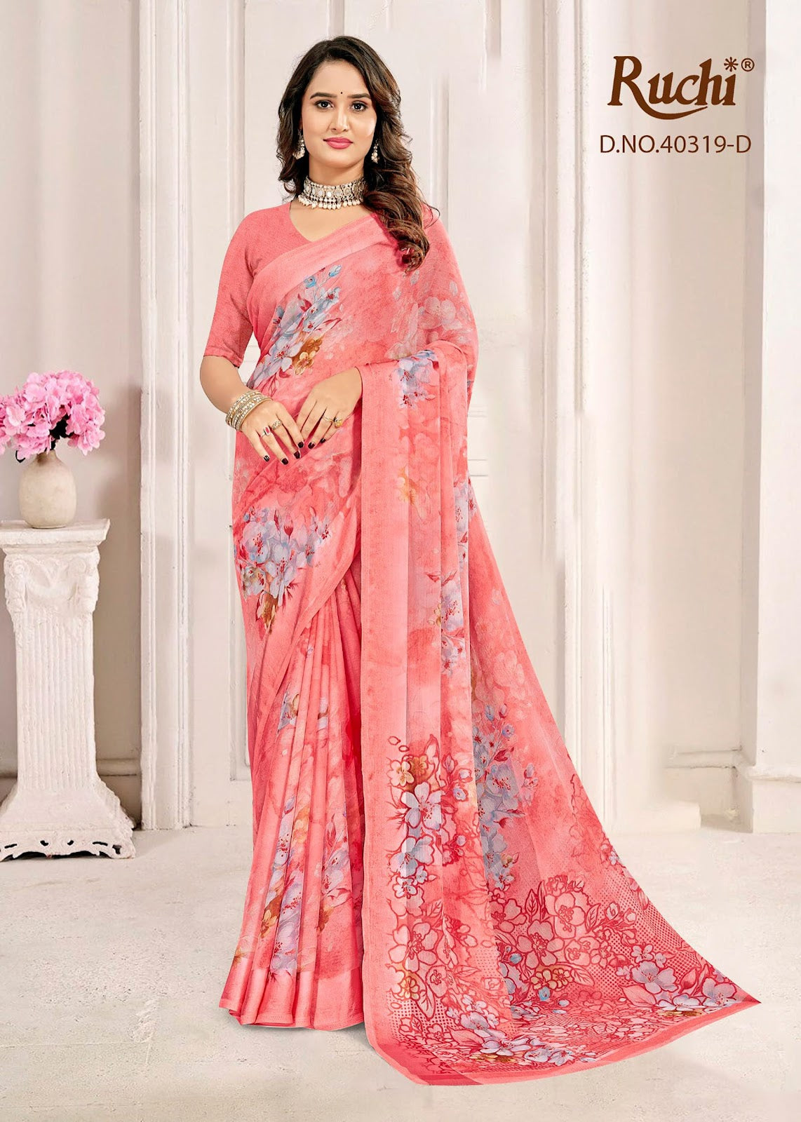 Cherry 61 Ruchi Chiffon Sarees Wholesale Price