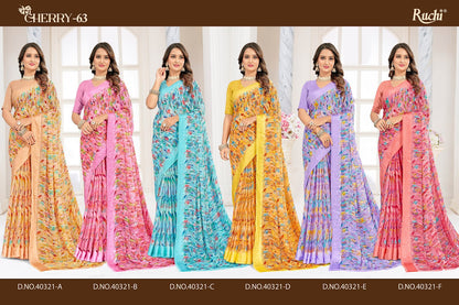 Cherry 63 Ruchi Chiffon Sarees Manufacturer Gujarat