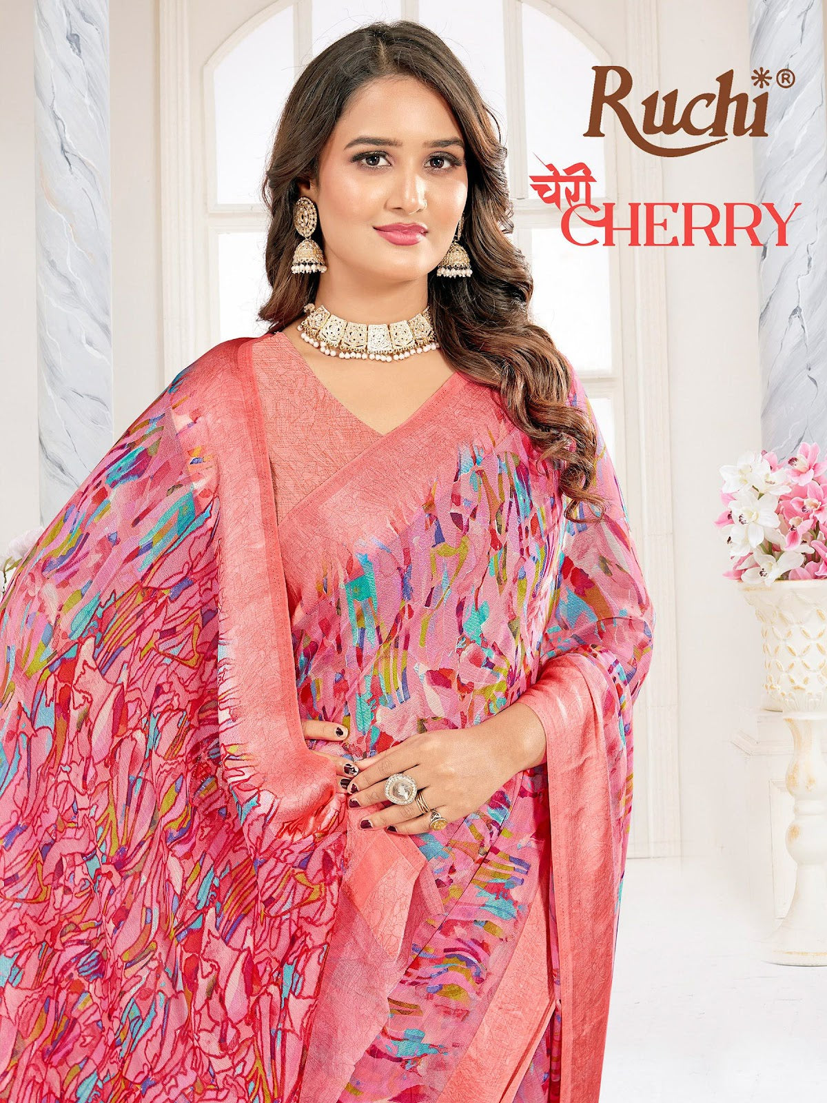 Cherry 63 Ruchi Chiffon Sarees Manufacturer Gujarat