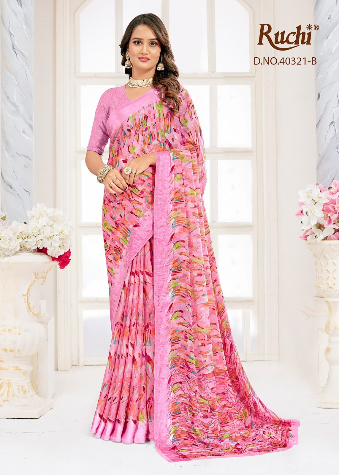 Cherry 63 Ruchi Chiffon Sarees Manufacturer Gujarat