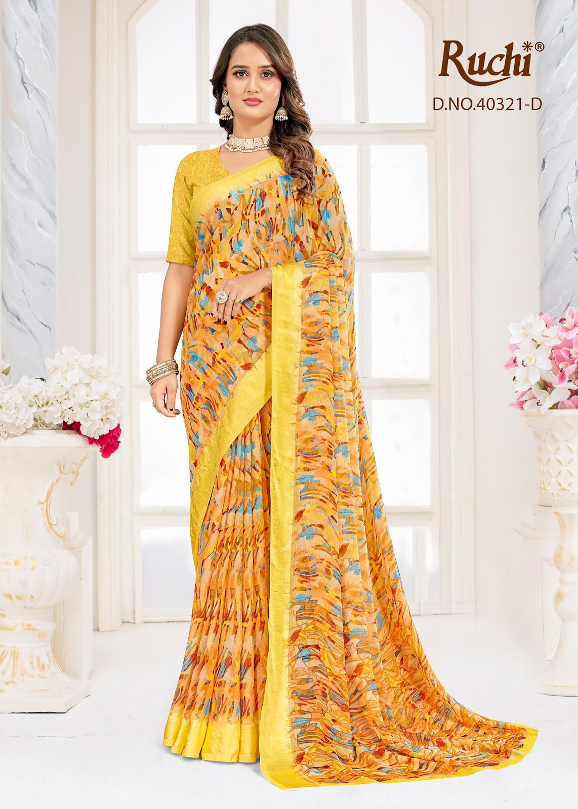 Cherry 63 Ruchi Chiffon Sarees Manufacturer Gujarat