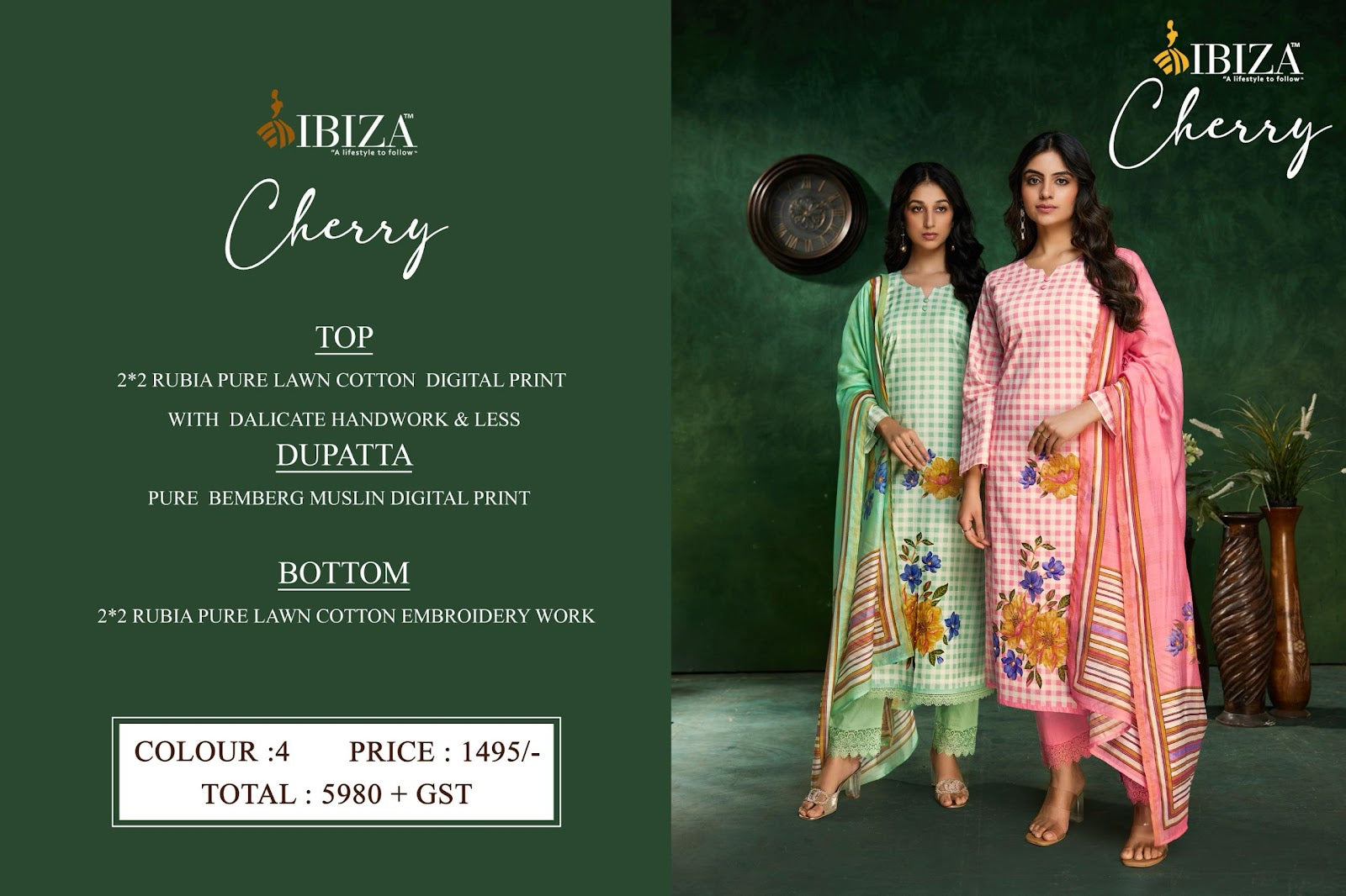 Cherry Ibiza Pure Lawn Pant Style Suits Supplier