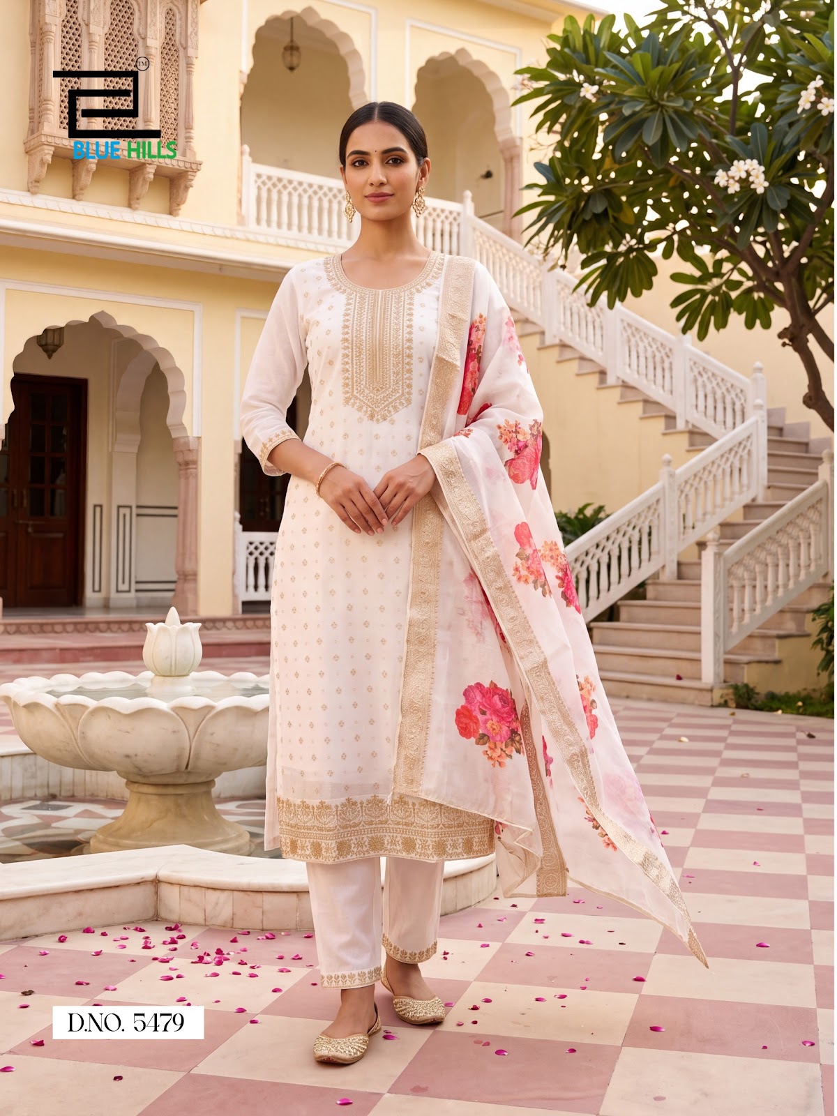 Cherry Plus Size Blue Hills Chanderi Readymade Pant Style Suits Exporter India