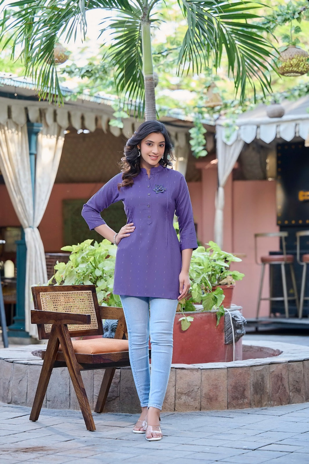 Cherry Rangmaya Rayon Dobby Stylish Short Tops Manufacturer