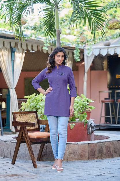 Cherry Rangmaya Rayon Dobby Stylish Short Tops Manufacturer