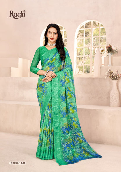 Cherry Vol 41 38401A-38403D Ruchi Chiffon Sarees Wholesale Price