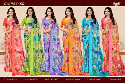 Cherry Vol 50 Ruchi Chiffon Sarees Manufacturer