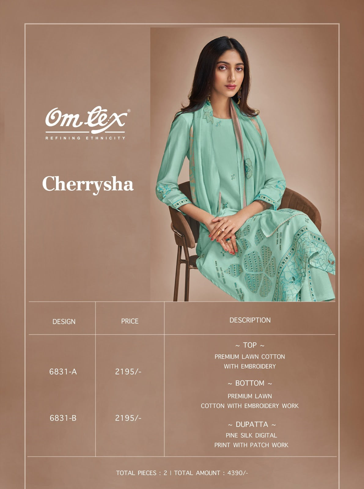 Cherrysha Omtex Lawn Cotton Pant Style Suits Wholesale Price