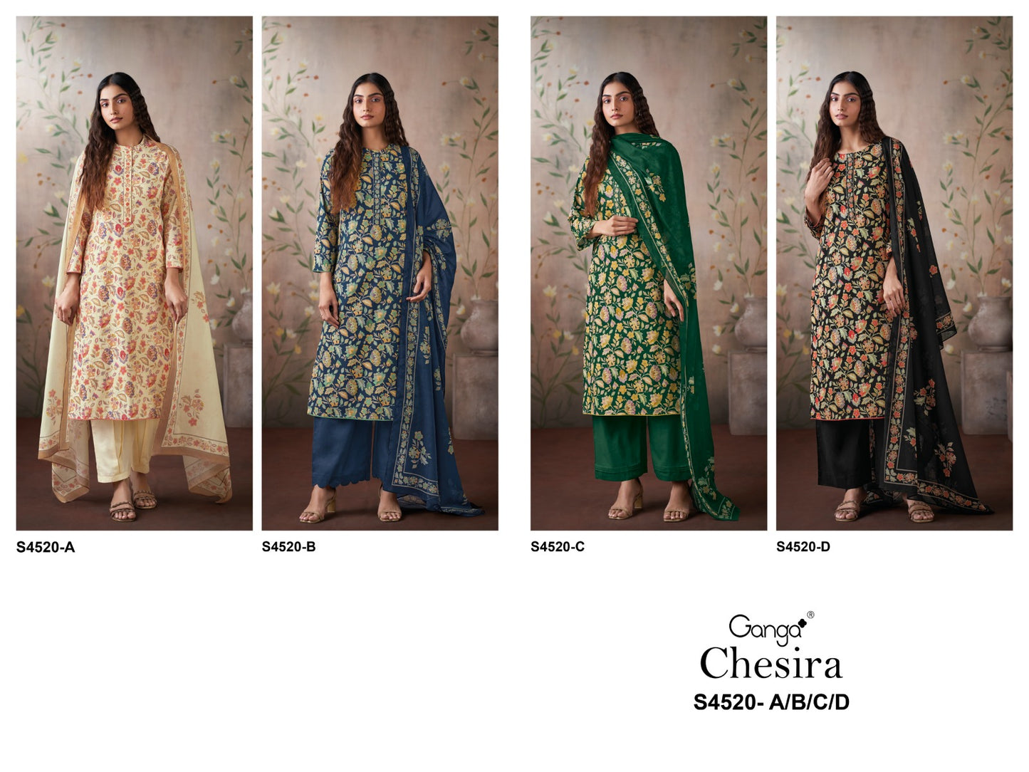 Chesira S4520 Ganga Cotton Plazzo Style Suits Exporter India