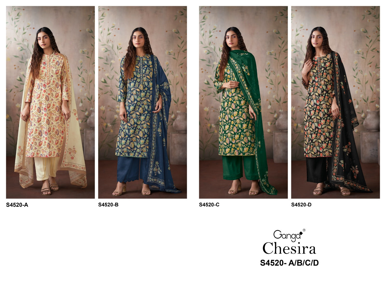 Chesira S4520 Ganga Cotton Plazzo Style Suits Exporter India