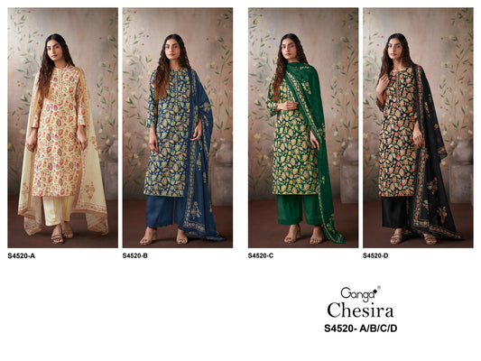 Chesira S4520 Ganga Cotton Plazzo Style Suits Exporter India