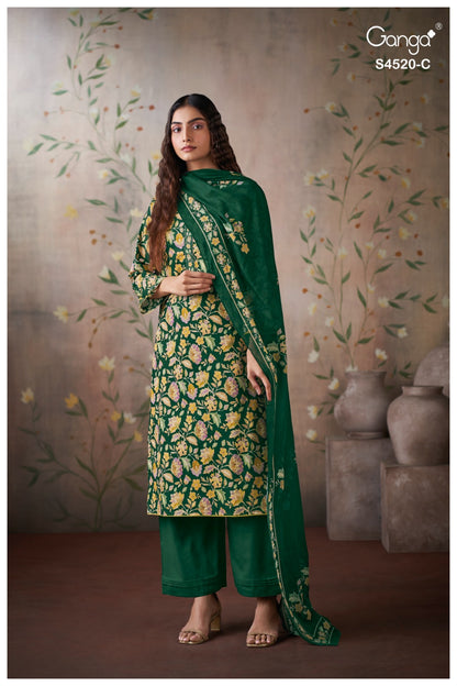 Chesira S4520 Ganga Cotton Plazzo Style Suits Exporter India