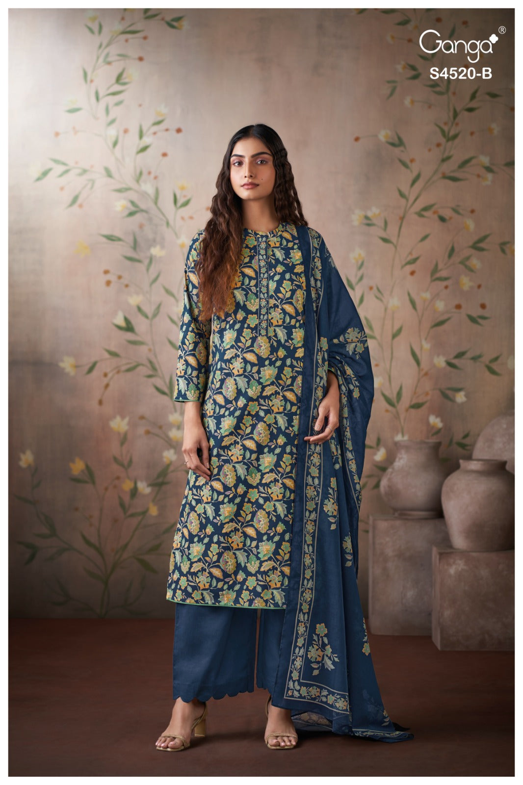 Chesira S4520 Ganga Cotton Plazzo Style Suits Exporter India
