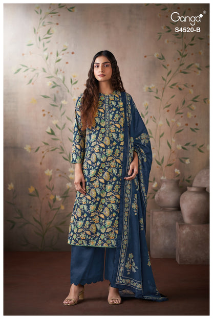Chesira S4520 Ganga Cotton Plazzo Style Suits Exporter India