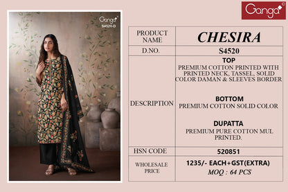 Chesira S4520 Ganga Cotton Plazzo Style Suits Exporter India