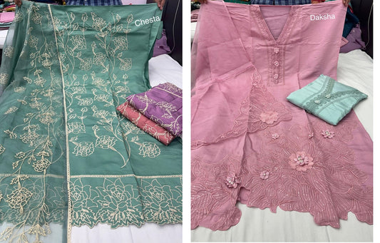 Chesta Daksha Nayandeep Roman Silk Salwar Suits Wholesaler
