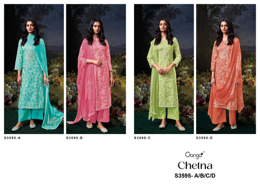 Chetna 3595 Ganga Premium Cotton Plazzo Style Suits Wholesaler Ahmedabad