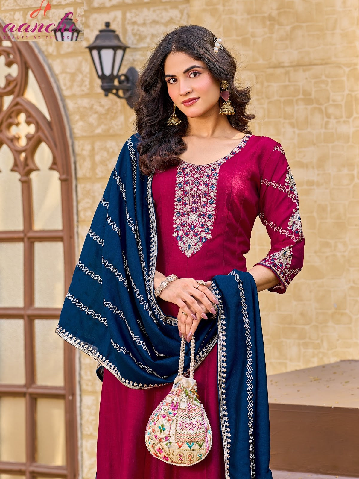 Chetna Aanchi Vichitra Silk Readymade Anarkali Suits Manufacturer