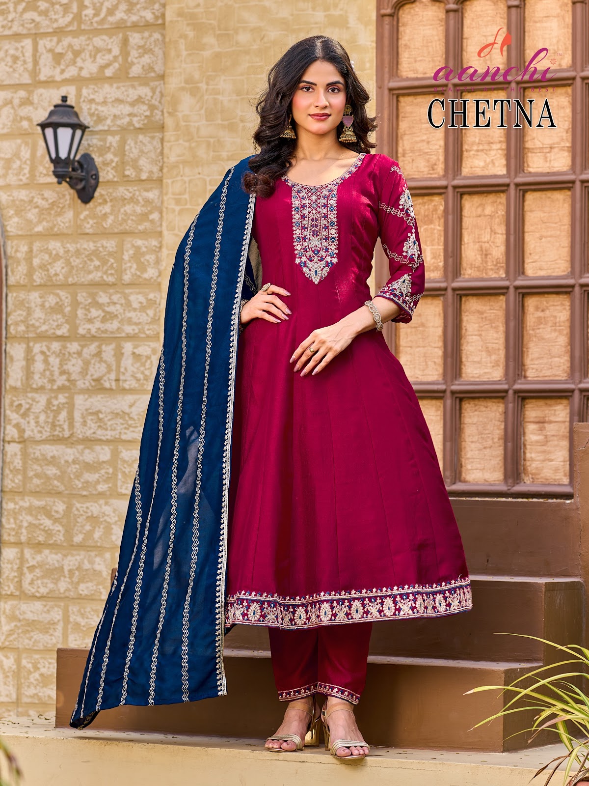 Chetna Aanchi Vichitra Silk Readymade Anarkali Suits Manufacturer