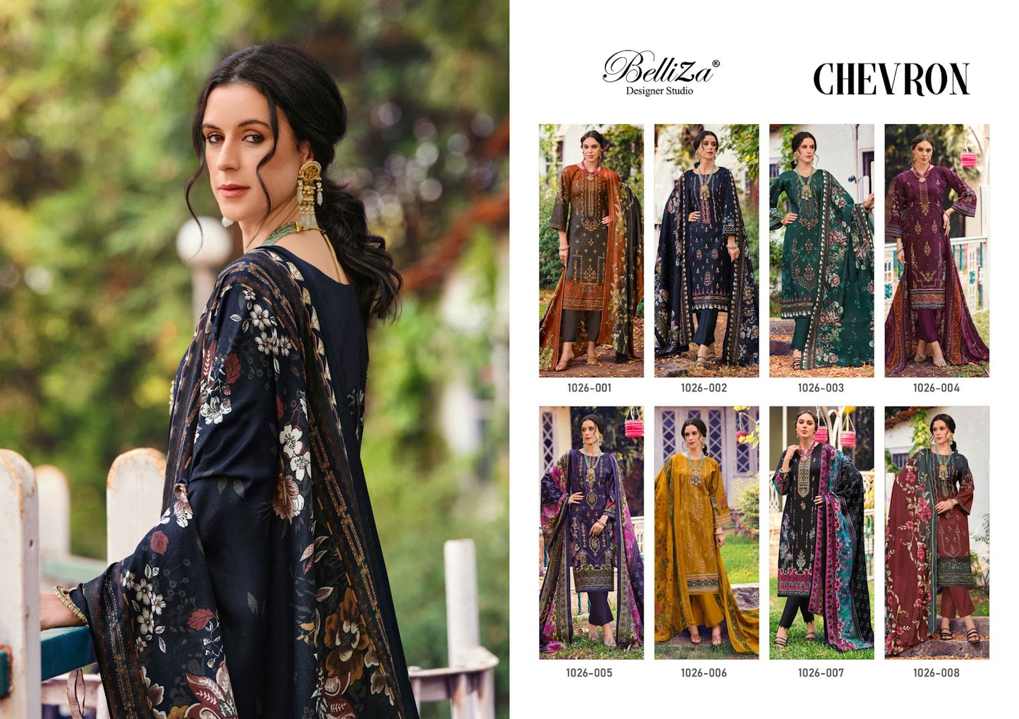 Chevron Belliza Designer Studio Cotton Karachi Salwar Suits Exporter