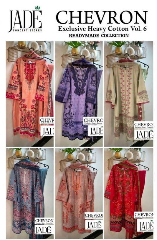 Chevron Heavy Cotton Vol 6 Jade Lawn Karachi Readymade Suits Manufacturer Ahmedabad