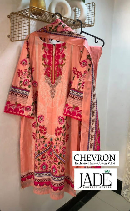 Chevron Heavy Cotton Vol 6 Jade Lawn Karachi Readymade Suits Manufacturer Ahmedabad