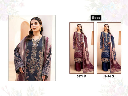 Chevron Luxury Lawn Collection 3374 Jihan Pure Lawn Pakistani Salwar Suits Supplier Ahmedabad