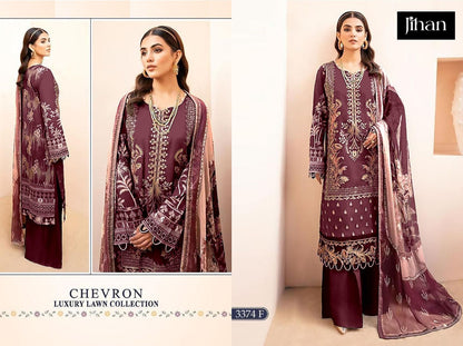 Chevron Luxury Lawn Collection 3374 Jihan Pure Lawn Pakistani Salwar Suits Supplier Ahmedabad
